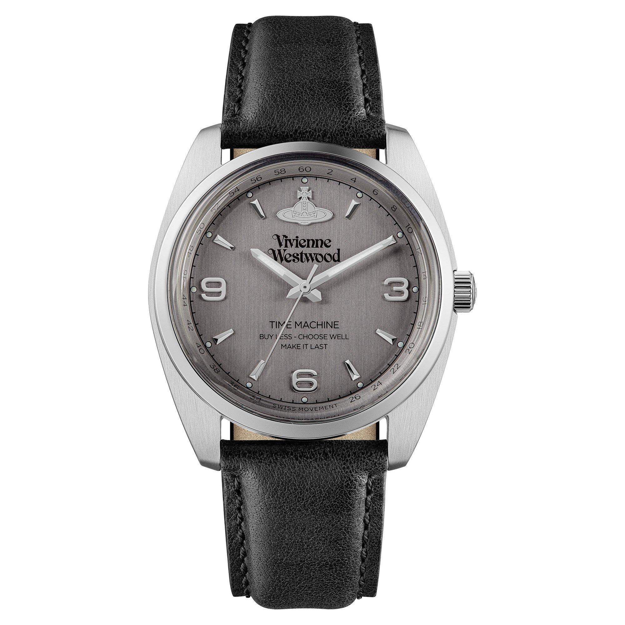 Vivienne Westwood Pennington Black Leather Stainless Steel Quartz Watch